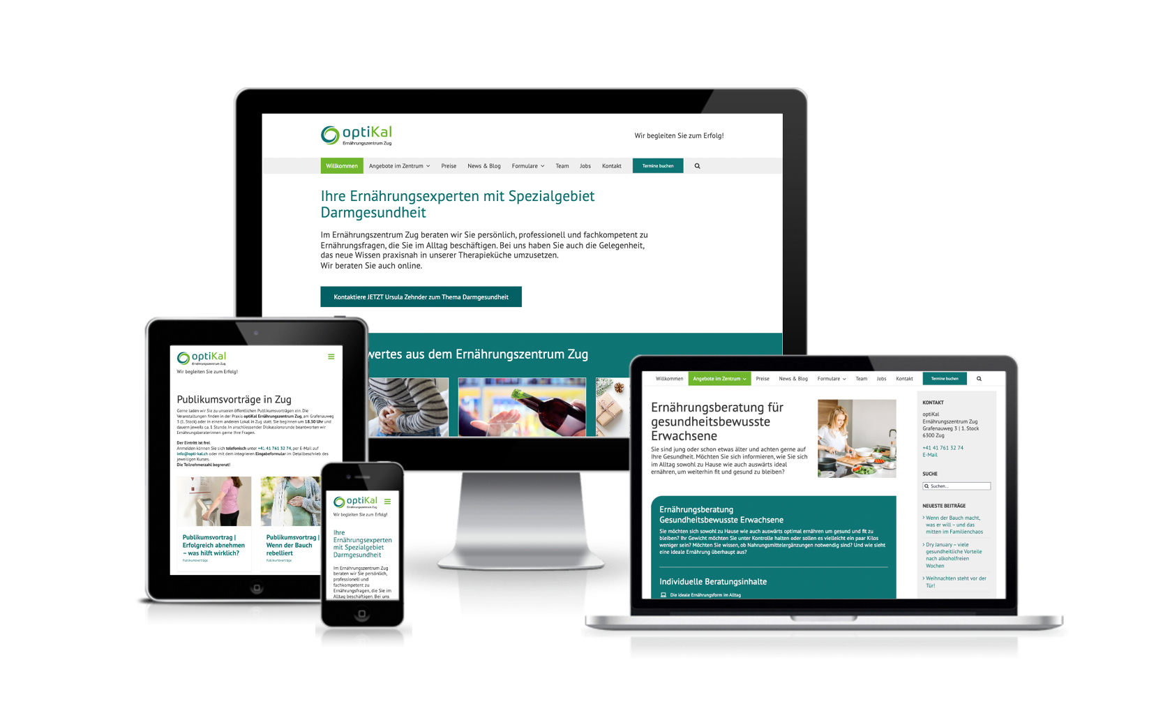 Website-Portfolio Iris Eigenmann | OptiKal Ernährungszentrum Zug | Website