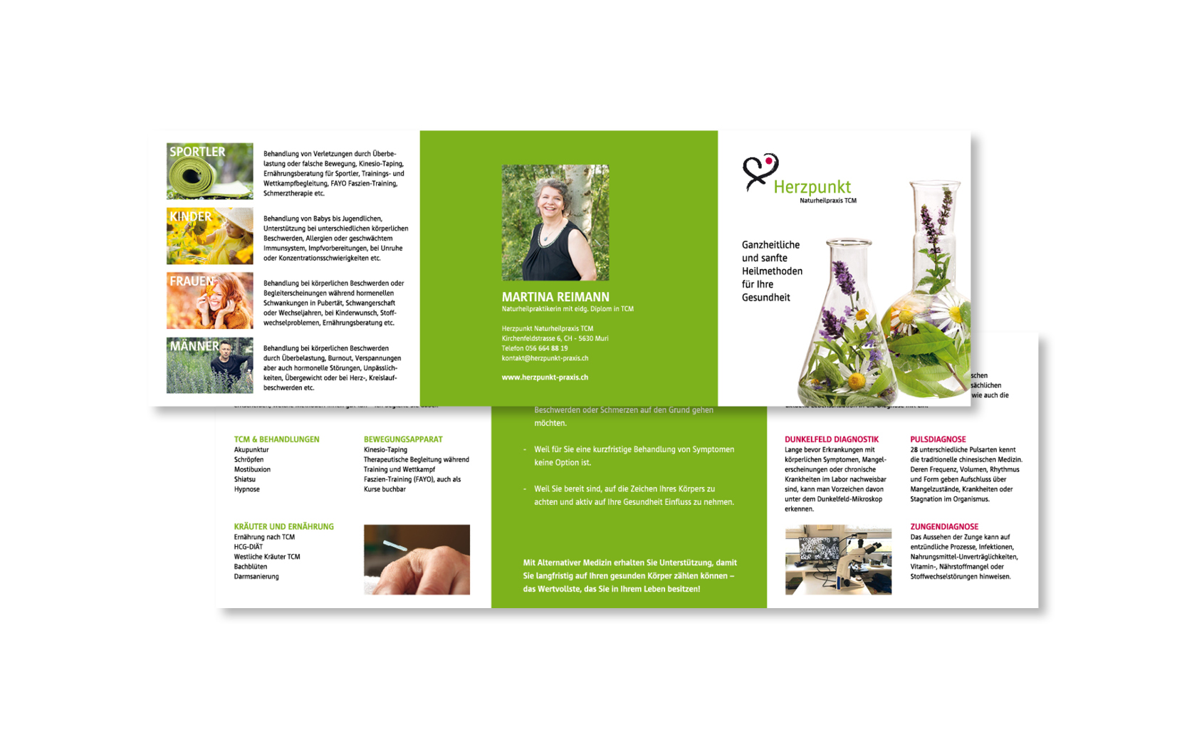 Grafik-Portfolio Iris Eigenmann | Herzpunkt Praxis | Flyer